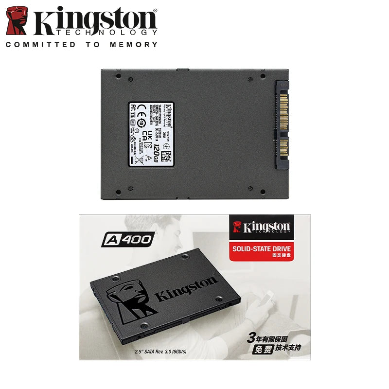 [Kingston SSD] 120GB Kingston A400 Ssd Drive De Estado Sólido Sata 3 2.5 Polegadas Disko Resistente Para Desktop Laptop